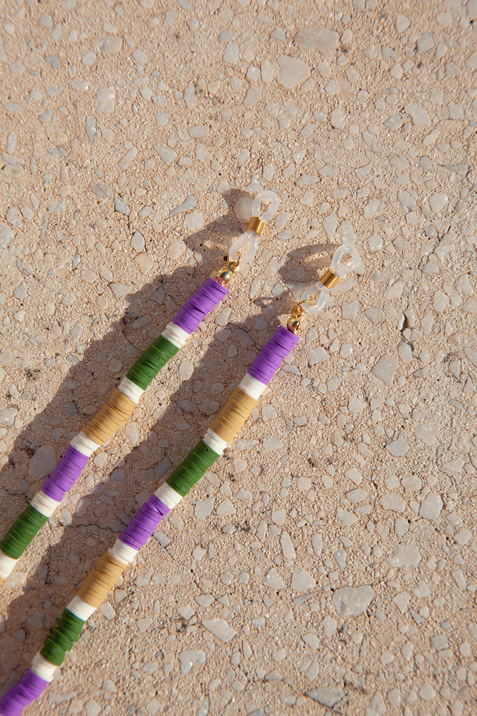 Purple Green surf beads summer eyeglass straps