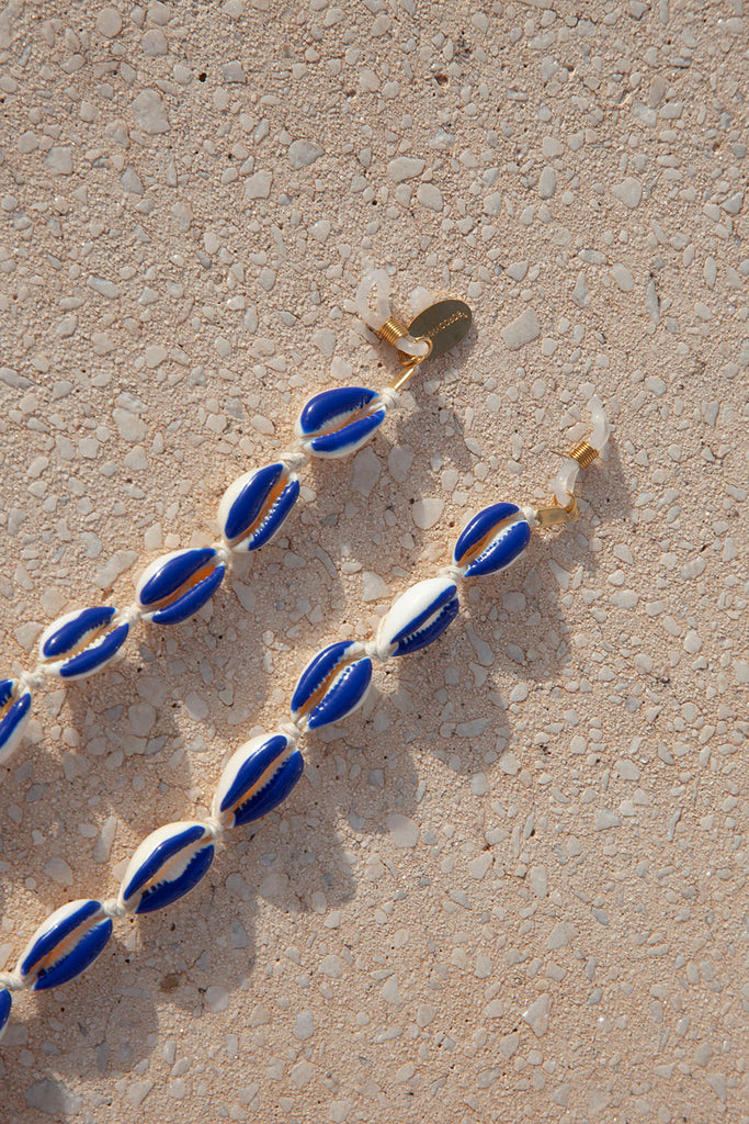 Blue natural ocean shell glasses cord