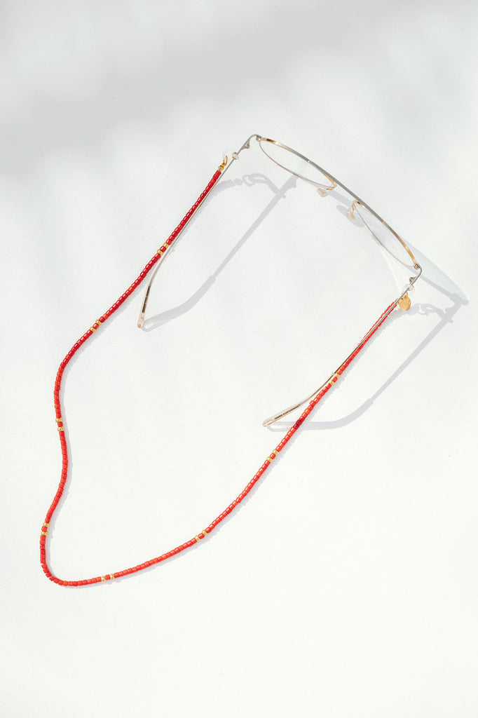 Red Coral golden beads Sunnycord 