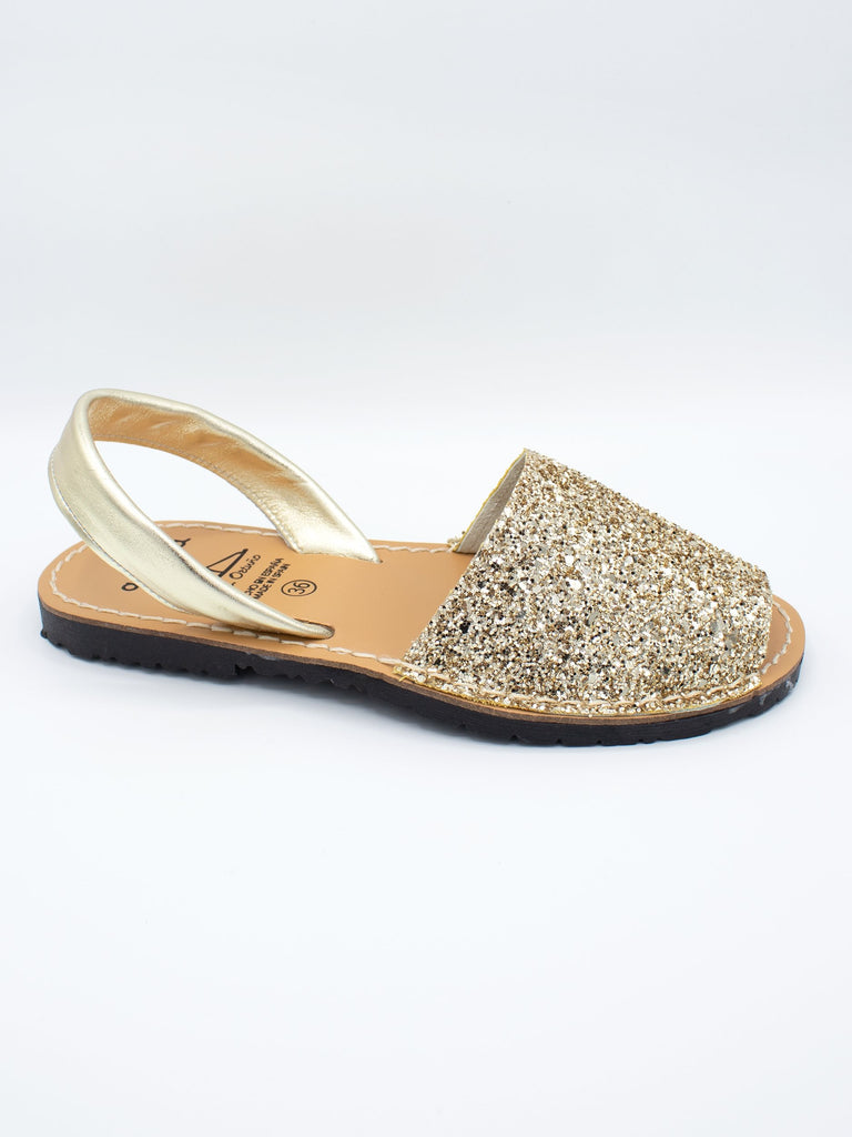 Gold glitter spanish sandals