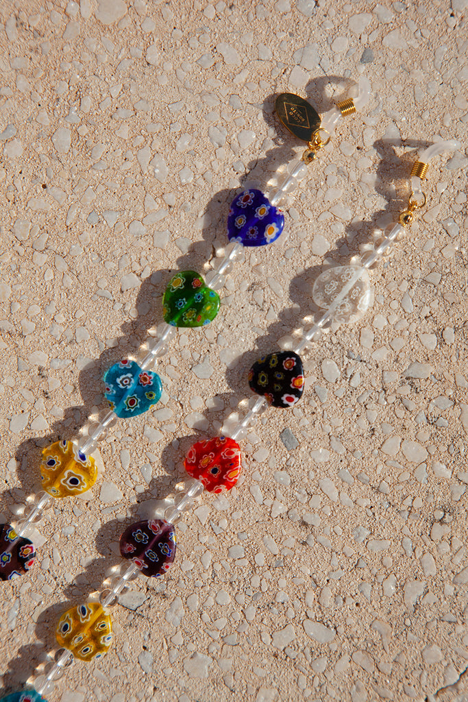 Millefiori glass beads eyeglass chain accessory