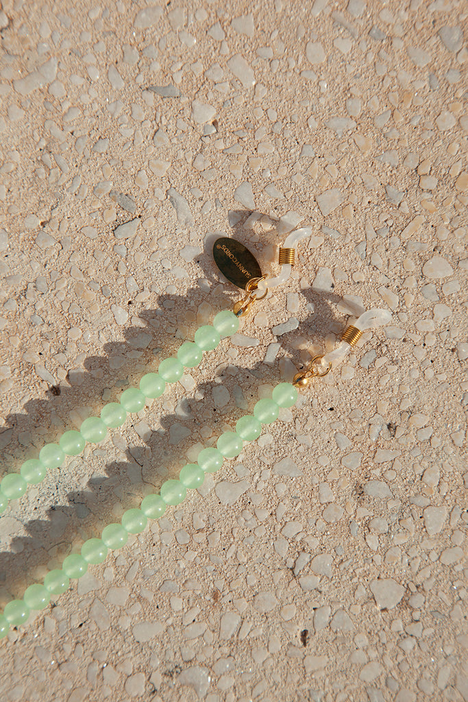 Green Chalcedony Jade gemstone beads glasses straps