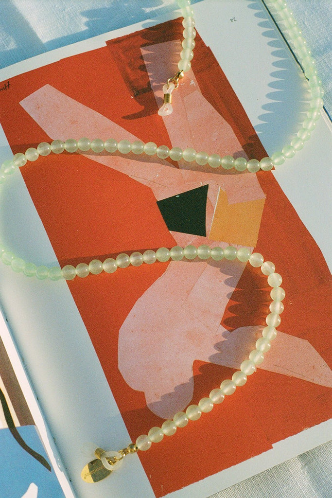 Green Chalcedony Jade gemstone beads summery glasses string accessory