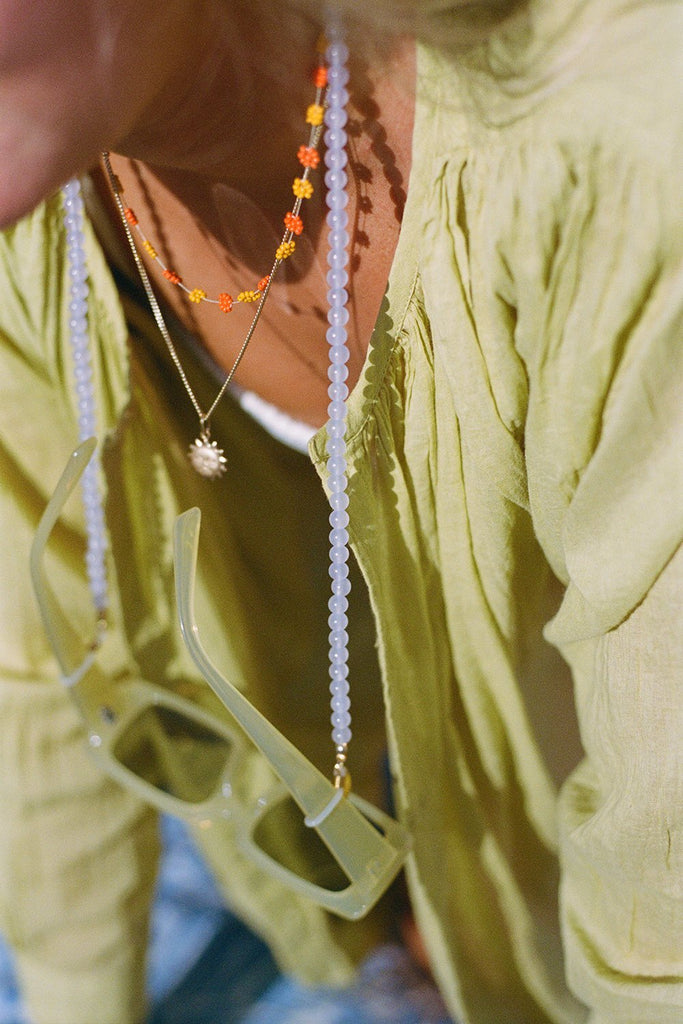 Lila Chalcedony Jade gemstone beads stylish glasses strap