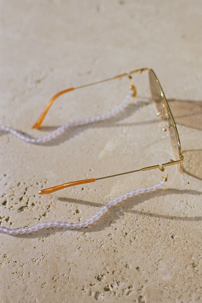 Lila Chalcedony Jade gemstone beads pastel summer sunglasses chain