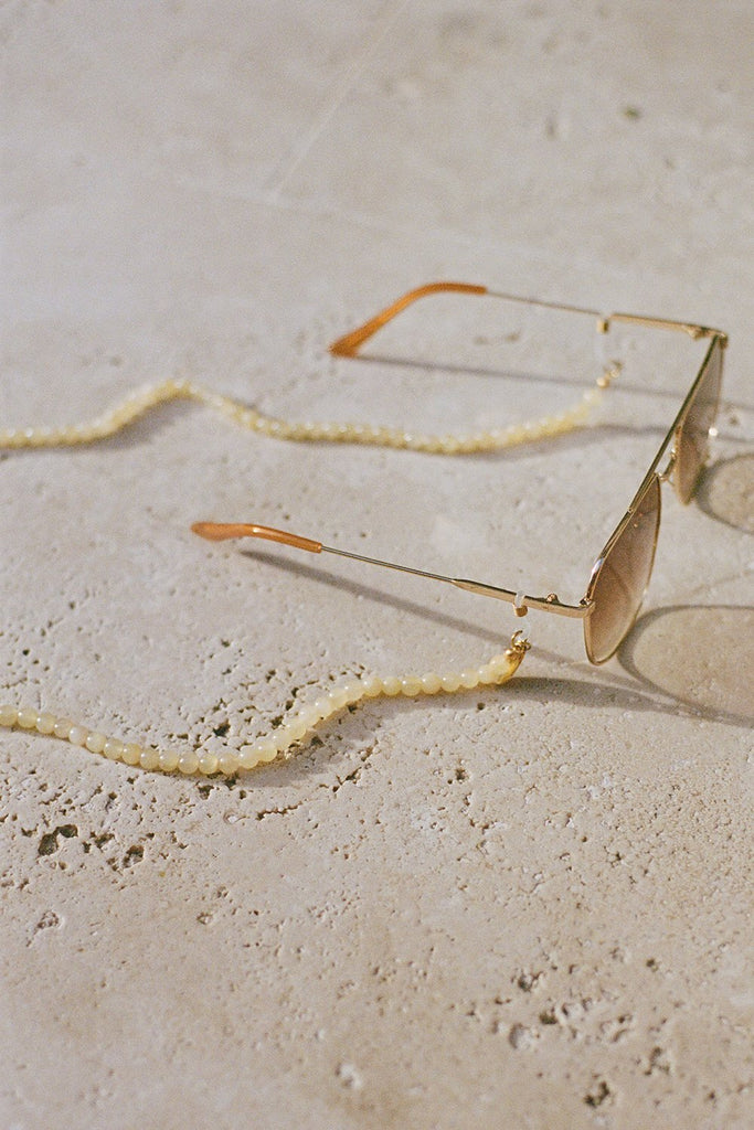 Yellow Chalcedony Jade gemstone beads unique sunglasses chain