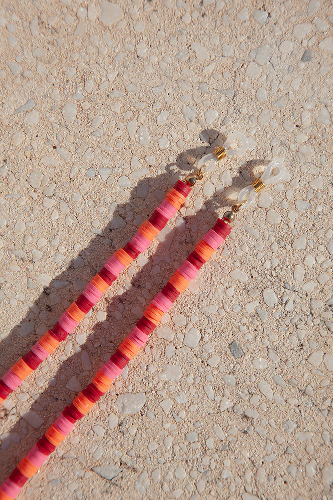 pink red surf beads glasses strap accessory