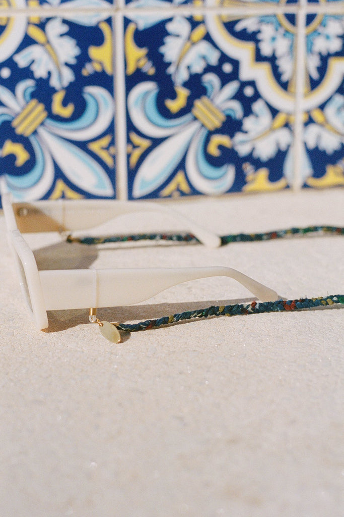 Blue vintage sari India handmade glasses strap