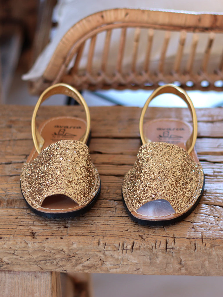 Gold glitter Minorcan sandals summer 