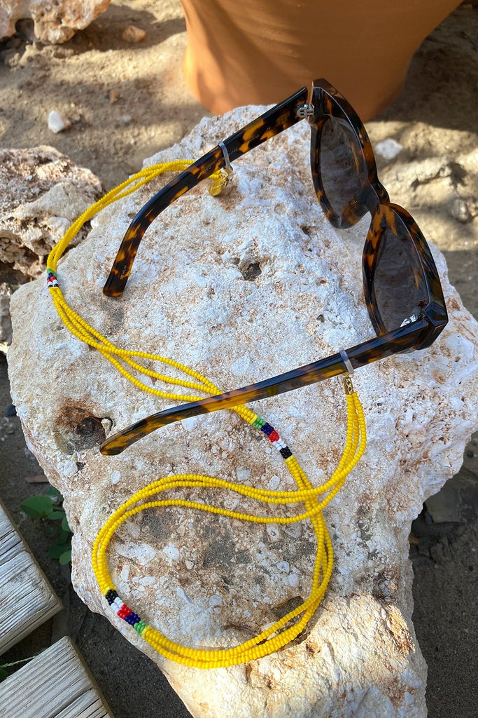 Yellow beads Kenya handmade eyewear accessory